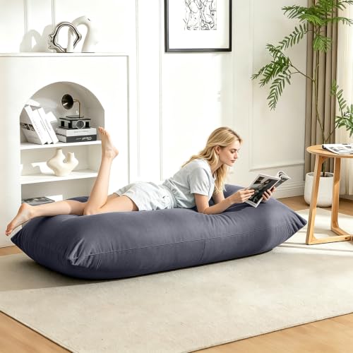 KBZSlyn Elastic Bean Bag Lounger Cover (No Filler), Lazy Pillowsac Sofa Bed Pouf with Inner Liner, Soft Stretchable Bean Bag Chair Cover for Living Room and Bedroom (Carbon Grey)