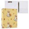 Kcldeci 3 Ring Binder Hardcover,Corgi Reading Book 1.5 Inch Round Rings with Interior Pockets School Office Recipe Cards Binder Organizer 1Pack