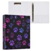 Kcldeci 3 Ring Binder Hardcover,Purple Paw Prints 1.5 Inch Round Rings with Interior Pockets School Office Recipe Cards Binder Organizer 1Pack