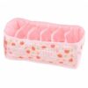 KCWVSIE Strawberry Floral Underwear Drawer Organizer Foldable 6-Compartment Bra, Panty and Sock Storage Box，Pink Check Strawberry