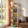 KCZDXH 360° Rotating Bookshelf, Revolving Bookcase with Open Display Storage, Round Book Shelf Tower, Freestanding Space Saving Vertical Storage Organizer for Living Room Bedroom, Corner Furniture