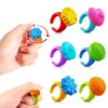 KEEYEMNT 6 Pack Fidget Sensory Rings - Quiet Textured Silicone Finger Toys for Stress Relief, ADHD & Mood Calming, Great as Lesson Prizes & Gifts for Kids & Adults