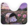 KEIGPERI Letters in Rose Garden Toilet Rugs U Shaped Bathroom Toilet Mat