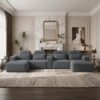 KEIKI U Shaped Velvet Sectional Sofa, Large Modular Couch with Chaise, Gray