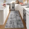 Kelarea Washable Runner Rug, 2'6''x8' Grey Kitchen Rugs Runner with Rubber Backing, Abstract Non-Slip Carpet Runners for Hallways, Kitchen, Bedroom, Laundry, Entrance