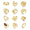 keluodi 12 Pcs 14K Gold Plated Chunky Rings for Women, Statement Vintage Stacking Ring for Adults,Big Knuckle Adjustable Trendy Ring Set Jewelry Gift