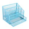 Kelvix Multifunctional Iron Desk Pen Organiser 5 Compartments File Letter Tray Organiser with Sliding Drawer for Desk for School Supplies