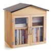 KERUYUNLA 2-Tier Indoor/Outdoor Little Library Book Exchange Box - Durable Weatherproof Solid Wood Cabinet with Adjustable Shelves & Rust-Proof Hardware for Community, Schools & Neighborhood Sharing