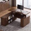 Keryugi 63x59 in L Shaped Electric Standing Desk, Height Adjustable,Walnut