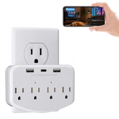 Kestanlora Full 1080P HD Wireless Wall Outlet Camera, WiFi Nanny Cam with Motion Detection, Free SD Card Support Loop Recording, No Audio Indoor Security Cam for Home Baby Pet Office