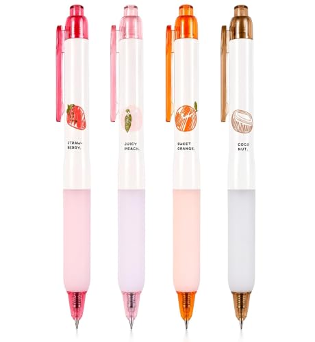 KetA Scented Colored Gel Pens, 4-Pack, 0.5mm Fine Point Gel Ink Pens, 4 Fruity Scents with Matching Ink Colors, Smooth Writing for Journaling, Planner, Note Taking, School & Office Supplies, Pink