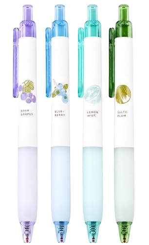 KetA Scented Colored Gel Pens, 4-Pack, 0.5mm Fine Point Gel Ink Pens, 4 Fruity Scents with Matching Ink Colors, Smooth Writing for Journaling, Planner, Note Taking, School & Office Supplies