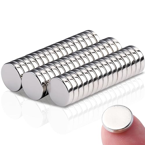 Keukenket Neodymium Disc Small Magnets, 50Pack 9x2mm Silver Round, Strong Refrigerator Magnets for Crafts, Dry Erase Board, Office, Fridge
