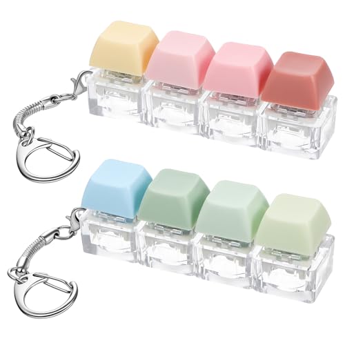 Keyboard Fidget Toy 2 Pcs Keyboard Fidget Keychain 4-in-1 Keyboards Decompression Button Finger Clicker Toys Sensory Fun Toys Button Stress Relief Fidgets Gifts to Relieve Stress for Adults