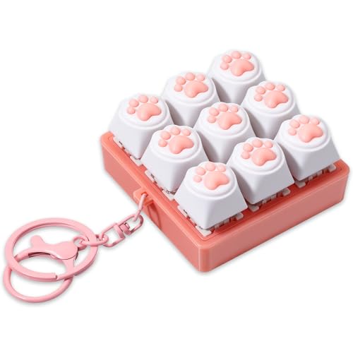 Keyboard Fidget Toy Fidget Clicker 9-in-1 Decompression Keychain Toys Anxiety Keyboard Keychain Gift for Office Travel Adults to Relieve Stress Pass Time