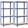 KFGVBNRW 2 Pcs Heavy Duty Storage Shelves, 31.5"x15.7"x63" Blue Steel Rack with 4 Tiers, MDF Shelving Units for Garage, Kitchen, and Basement Organization