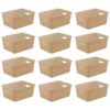 Khaki Stackable Storage Baskets, Plastic Weave Basket Organizer and Storage Set of 12, Pantry Organizing Baskets for Shelves, Kitchens, Bathrooms, Classrooms, Cabinets and Bedrooms