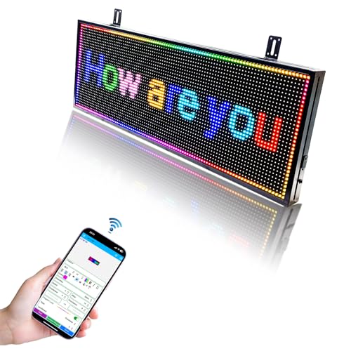 KHUSINA Programmable Scrolling LED Sign Outdoor Signs for Businesses Pantalla LED Para Publicidad Waterproof Digital Display Board - Custom Electronic Message Panel for Wall (Letrero) 39"X14"