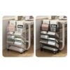 KHUTRW3D Filing Cabinet Desk Bookshelf, Document Book Storage Shelf, Floor Simple Bookcase, Wheeled Cart Office