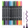 Kiddale 12-Color Dual Tip Brush Markers with Portable Storage Case