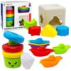 Kiddie Play Stacking Rings, Shape Sorter Cube & Boat Bath Toy for Babies