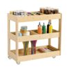 Kidi House 3-Tier Wooden Art Cart Organizer on Wheels, Rolling Craft Cart for Kids Montessori Furniture, Multi-Functional Birch Plywood Mobile Art Supply Cart for Office, Nursery & Classroom