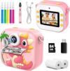 Kids Camera Instant Print, 64GB 1080P Dual-Lens Selfie Instant Cameras Video, 48MP Birthday Gifts Instant Print Camera for Kids with Print Paper,Gift for Girls Age 3 4 5 6 7 8 9 10 11 Toddler Toy