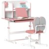 Kids Desk and Chair Set, Adjustable Study Table with Storage, Pink