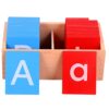 Kids Double Lettered Sandpaper Lettered Board Red and Blue Case for Early Education and Kindergarten Teaching Aids, Beech Material, Size 7 * 9cm (As Shown)