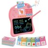 Kids Educational Learning Toys with Math Games,Talking Flash Cards and Writing Drawing Tablet, Speech Therapy Autism Sensory Toys Gifts for Toddler Preschool Activities Boys Girls Ages 3-10 (Pink)