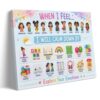 Kids Emotion Regulation Canvas Print Poster When I Feel Calm Down Coping Strategies Chart Canvas Wall Art Preschool Classroom Homeschool Therapy Educational Canvas Decor08x12inch