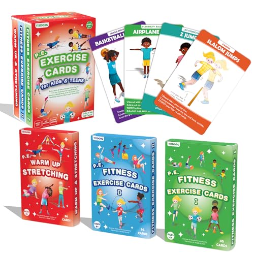 Kids Exercise Cards - 113 Fun PE Flash Cards for Kids & Teens, Workout Activities for Beginners at School and Family, Mindful Sensory Play Activities, Self Regulation Classroom Therapy, Brain Breaks