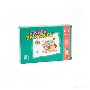 Kids Finger Painting Kit, 24 Colors Washable Paint Pad with 30-Pack Heavy-Duty Round Corner Art Cards, Non-Toxic DIY Art Craft Set, Creative Educational Gift for Boys & Girls