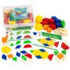 Kids First Math: Pattern Blocks Math Kit w/Activity Cards | 250 Colorful Plastic Geometric Blocks | Explore Geometry, Shapes, Division, Fractions & More | At-Home or Classroom Learning, Ages 3+