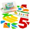 Kids First Math: Tangram Shapes Math Kit w/Activity Cards | 105 Colorful Plastic Geometric Shapes | Explore Geometry, Shapes, Matching | Visual Hands-on Math for At-Home or Classroom Learning, Ages 4+