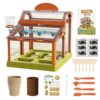 Kids Greenhouse Flower Growing Kit, Greenhouse Growing Terrarium Kit, LED Enhanced Childrens Greenhouses Set, Discovery Educational Gardening Toy, for Classroom Home Farm Nature Flower