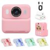 Kids Instant Print Camera,32GB Card, Dual Lens 1080P HD Video Camera for Boys Girls, Thermal Print Toy Camera, 16X Zoom, 2.4" IPS Screen, Puzzle Games, Christmas Birthday Gift for Kids 3-12 (Pink)