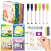 KIDS KING Handwriting Training Aids Book Kit: Reusable Tracing Workbooks with Markers for Kids, Preschool Learning Activities 4-Stage Scribble Workbooks