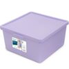 Kids Medium Plastic Stacking Storage Bin with Lid, Purple