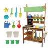 Kids Outdoor Mud Kitchen Play Set with Canopy | Wooden Pretend Play Garden, Sink & Faucet, Chalkboard & Toys, Ages 3-8