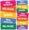 Kids Personalized Name Labels for School, Camp, Daycare (Hot Colors)