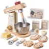 Kids Play Kitchen Toddler Playset with Play Food and Wooden Toy Mixer Montessori Accessories Pretend Cooking Gift for Boys Girls Age 3 4 5 6 7