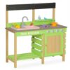 Kids Play Kitchen, Wood Mud Kitchen Outdoor with Water Play Set & Cooking Toys for Outdoor, Gift for Toddlers 3~8