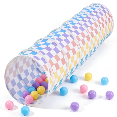 Kids Play Tunnel Tent for Toddler: 6-ft Peach-Skin Pop Up Crawl Tunnel Toy for Baby Infant Children - Collapsible Gift for Boy Girl Play Tunnel Indoor Outdoor Game (Colorful Checkered Tunnel)