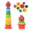Kids Preferred World of Eric Carle The Very Hungry Caterpillar Bath Time Stacking Cup Set with Caterpillar Head Squirty Perfect for Water Play Ages 18 Months and Up
