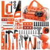 Kids Pretend Play Tool Set with Storage Carry Bag, Electric Drill, Hammer, Wrench, Pliers, Construction Building Toy Tools Kit, Educational Role Play Gift for Boys Girls Ages 3 4 5 6 Years Old