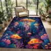 Kids Rugs for Bedroom Tropical Ocean Jellyfish Coastal Colorful Rug 12x14
