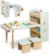 Kids Sensory Table and Chairs Set, Toddlers Activity Table with Large Storage Bins & Shelves, 6 in 1 Kids Art Desk with Blackboard Whiteboard for Playrooms Daycare,Sand & Water Table for Toddler Gifts