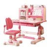 Kids Study Desk and Chair Set for 3-18, Height Adjustable Ergonomic Desk with 50° Tiltable Desktop &Dual Back Support,Partition Design, Storage Drawer and Bookstand for Children Boys & Girls Pink