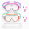 Kids Swimming Goggles, Anti-Fog UV Protection, Large Frame Silicone Seal, No Eye Pressure, Professional Swim Goggles for Boys and Girls, Includes Nose Clip, Earplugs, and Storage Case